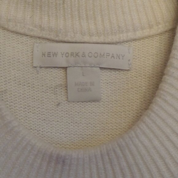 New York & Company White Textured Knit Sleeveless Midi Dress Size L - Picture 5 of 6